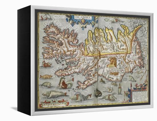 A Map Of Iceland-Abraham Ortelius-Framed Premier Image Canvas