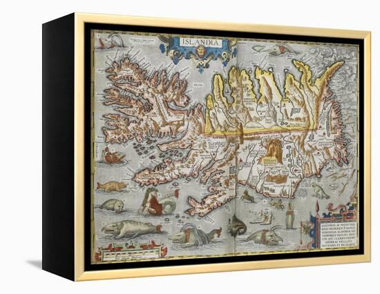 A Map Of Iceland-Abraham Ortelius-Framed Premier Image Canvas
