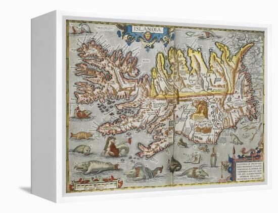 A Map Of Iceland-Abraham Ortelius-Framed Premier Image Canvas