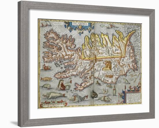 A Map Of Iceland-Abraham Ortelius-Framed Giclee Print