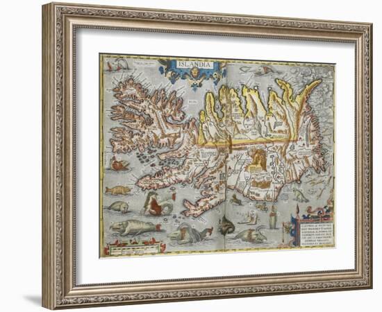 A Map Of Iceland-Abraham Ortelius-Framed Giclee Print