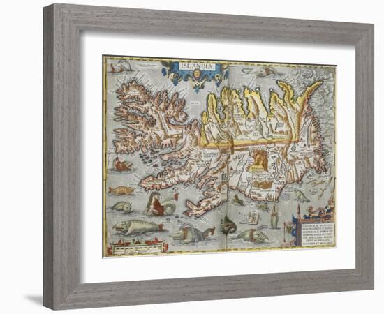 A Map Of Iceland-Abraham Ortelius-Framed Giclee Print