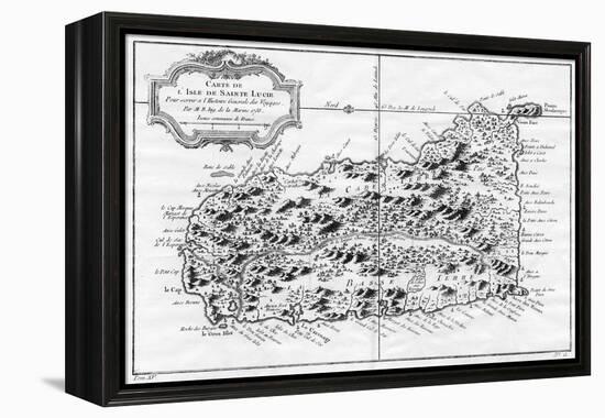 A Map of St Lucia, the West Indies, 1758-N Bellun-Framed Premier Image Canvas