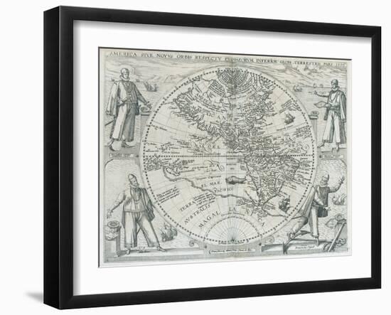 A Map of the Americas, 1590-1601-Johann Theodor de Bry-Framed Giclee Print