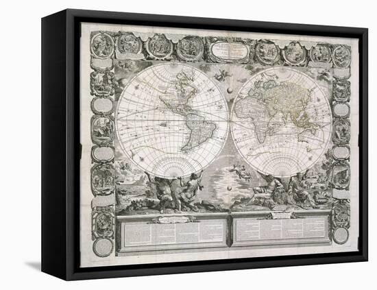 A Map of the Earth Divided into Two Hemispheres-Jean-Honoré Fragonard-Framed Premier Image Canvas