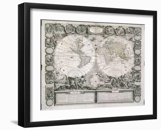 A Map of the Earth Divided into Two Hemispheres-Jean-Honoré Fragonard-Framed Giclee Print