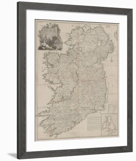 A Map of the Kingdom of Ireland, Divided into Provinces-John Rocque-Framed Premium Giclee Print