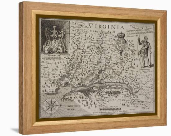 A Map Of Virginia-Johann De Bry-Framed Premier Image Canvas