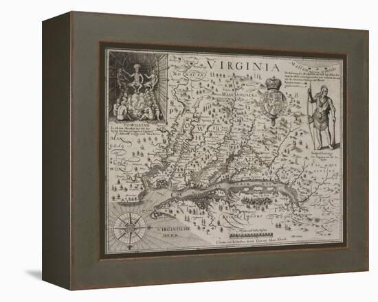 A Map Of Virginia-Johann De Bry-Framed Premier Image Canvas