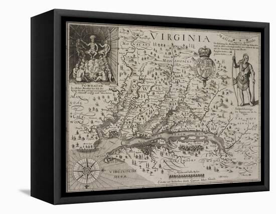 A Map Of Virginia-Johann De Bry-Framed Premier Image Canvas