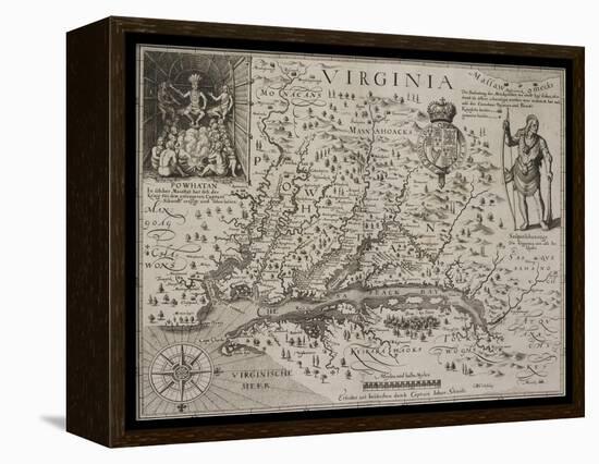 A Map Of Virginia-Johann De Bry-Framed Premier Image Canvas