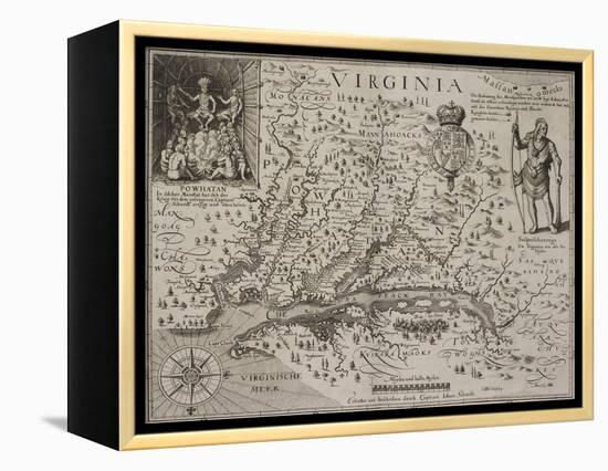 A Map Of Virginia-Johann De Bry-Framed Premier Image Canvas