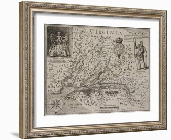 A Map Of Virginia-Johann De Bry-Framed Giclee Print