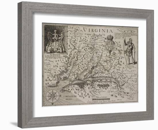 A Map Of Virginia-Johann De Bry-Framed Giclee Print