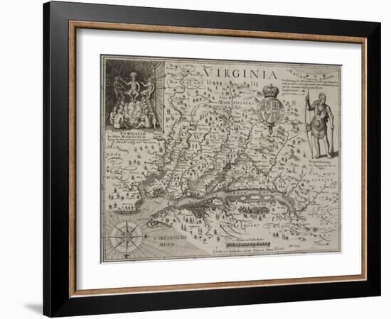 A Map Of Virginia-Johann De Bry-Framed Giclee Print