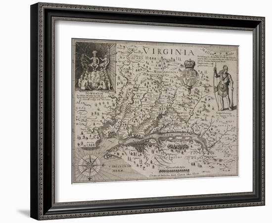 A Map Of Virginia-Johann De Bry-Framed Giclee Print