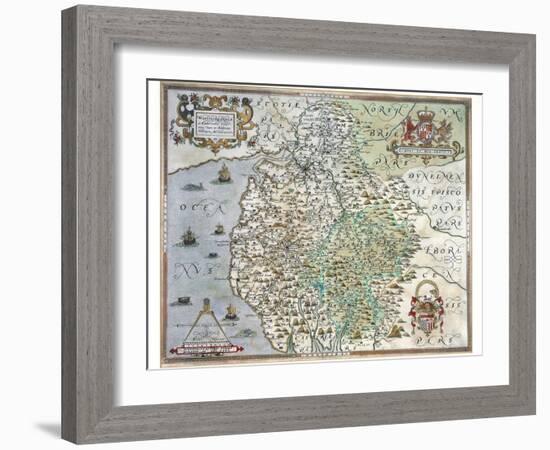 A Map of Westmorland and Cumberland, 1576-Christopher Saxton-Framed Giclee Print