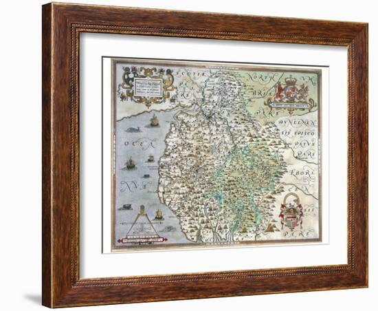 A Map of Westmorland and Cumberland, 1576-Christopher Saxton-Framed Giclee Print