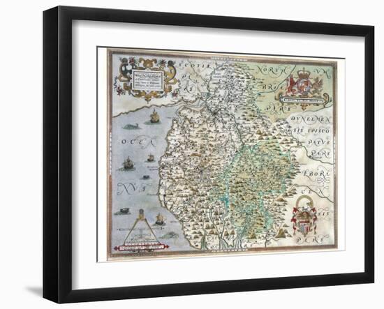 A Map of Westmorland and Cumberland, 1576-Christopher Saxton-Framed Giclee Print