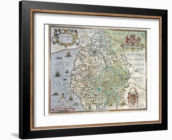 A Map of Westmorland and Cumberland, 1576-Christopher Saxton-Framed Giclee Print