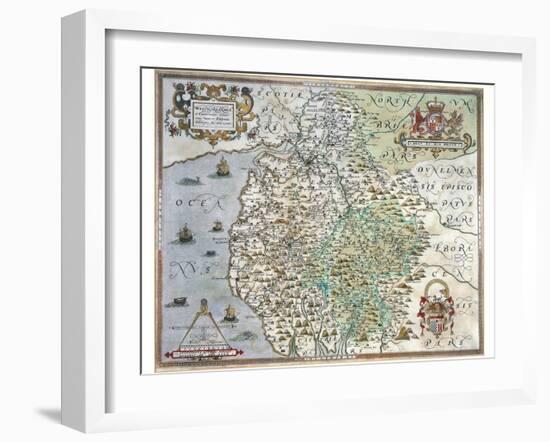 A Map of Westmorland and Cumberland, 1576-Christopher Saxton-Framed Giclee Print