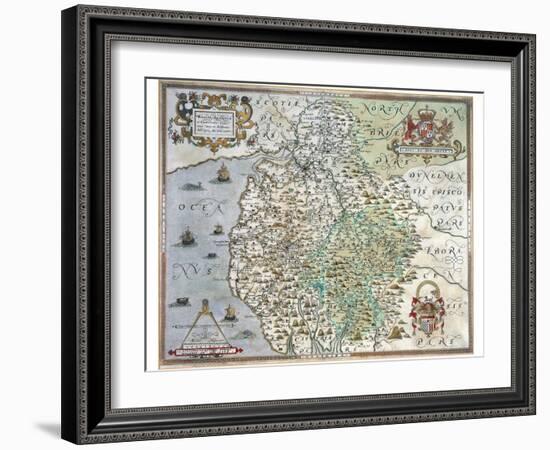 A Map of Westmorland and Cumberland, 1576-Christopher Saxton-Framed Giclee Print