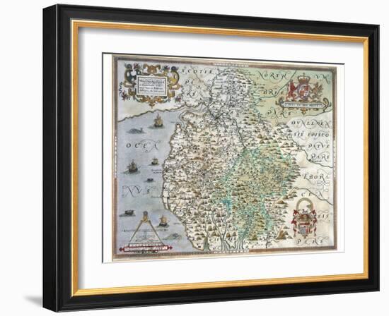 A Map of Westmorland and Cumberland, 1576-Christopher Saxton-Framed Giclee Print