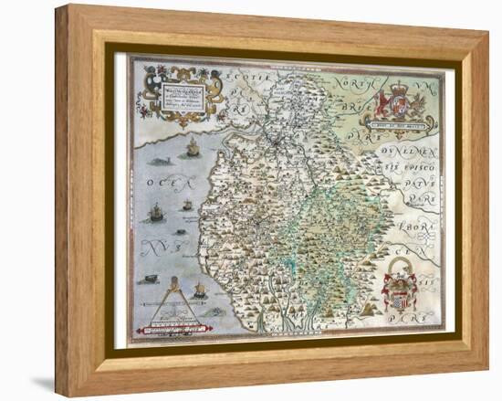 A Map of Westmorland and Cumberland, 1576-Christopher Saxton-Framed Premier Image Canvas