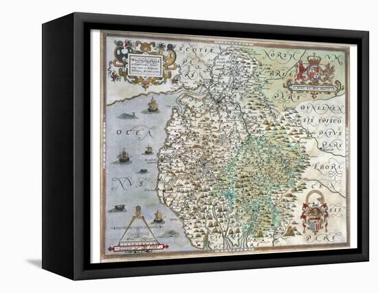 A Map of Westmorland and Cumberland, 1576-Christopher Saxton-Framed Premier Image Canvas
