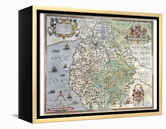 A Map of Westmorland and Cumberland, 1576-Christopher Saxton-Framed Premier Image Canvas