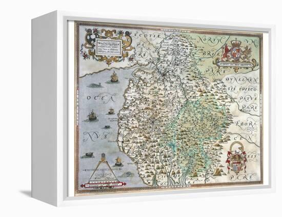 A Map of Westmorland and Cumberland, 1576-Christopher Saxton-Framed Premier Image Canvas