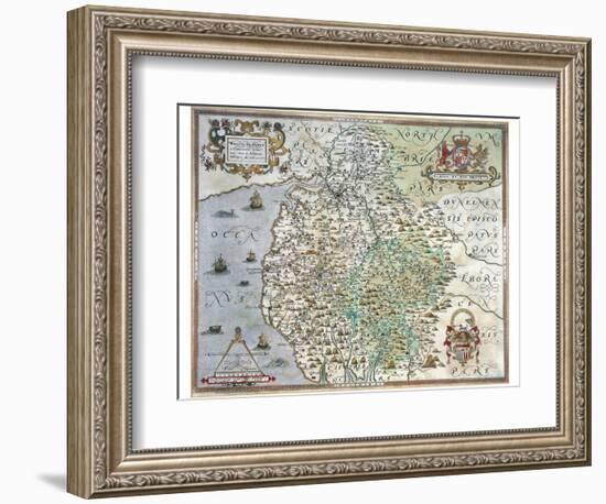 A Map of Westmorland and Cumberland, 1576-Christopher Saxton-Framed Giclee Print