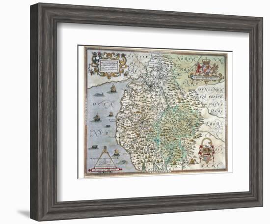 A Map of Westmorland and Cumberland, 1576-Christopher Saxton-Framed Giclee Print