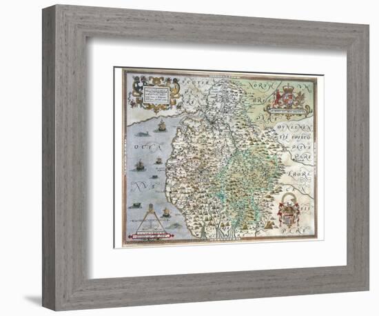 A Map of Westmorland and Cumberland, 1576-Christopher Saxton-Framed Giclee Print