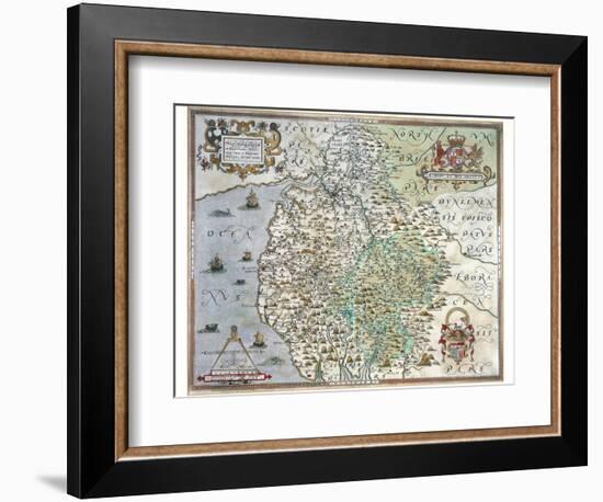 A Map of Westmorland and Cumberland, 1576-Christopher Saxton-Framed Giclee Print