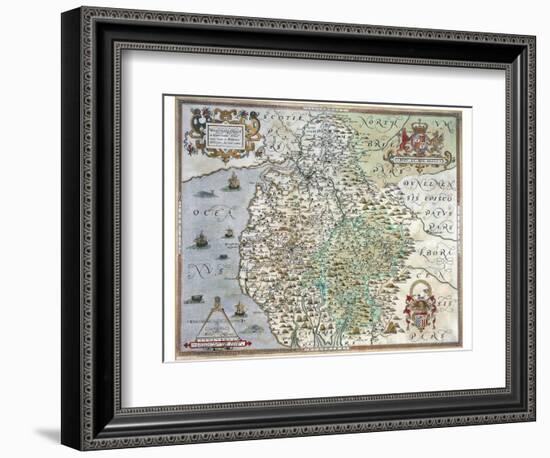 A Map of Westmorland and Cumberland, 1576-Christopher Saxton-Framed Giclee Print