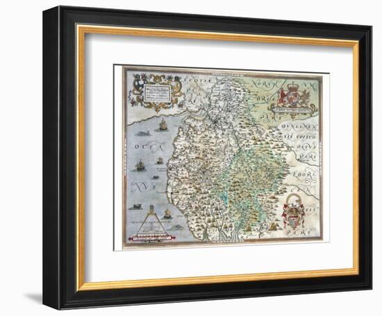 A Map of Westmorland and Cumberland, 1576-Christopher Saxton-Framed Giclee Print