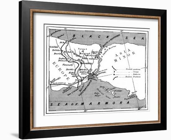 A Map Showing the Positions of Russian and Turkish Lines Outside Constantinople, 1900-null-Framed Giclee Print