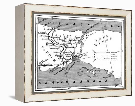 A Map Showing the Positions of Russian and Turkish Lines Outside Constantinople, 1900-null-Framed Premier Image Canvas