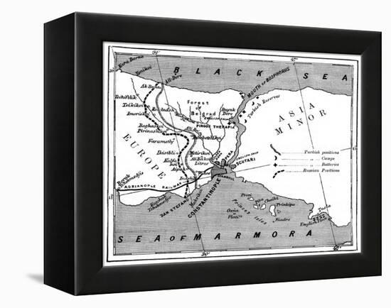 A Map Showing the Positions of Russian and Turkish Lines Outside Constantinople, 1900-null-Framed Premier Image Canvas