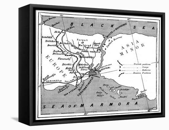 A Map Showing the Positions of Russian and Turkish Lines Outside Constantinople, 1900-null-Framed Premier Image Canvas