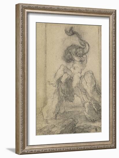 A Marine God with a Dolphin, 1652-3-Gian Lorenzo Bernini-Framed Giclee Print