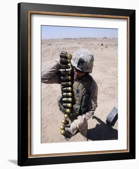 A Marine Handles a String of 40 mm High-Explosive Grenades-Stocktrek Images-Framed Photographic Print