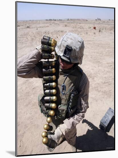 A Marine Handles a String of 40 mm High-Explosive Grenades-Stocktrek Images-Mounted Photographic Print