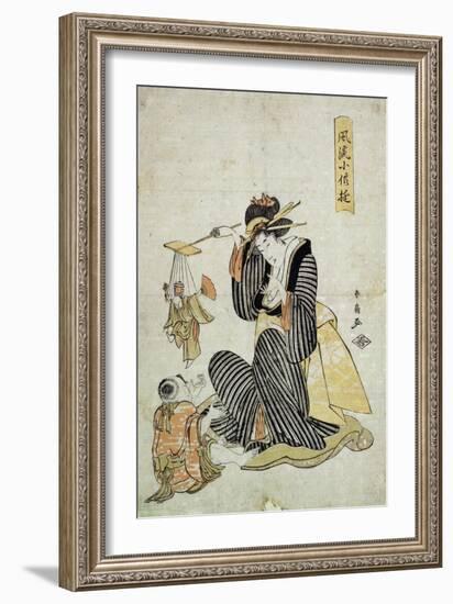 A Marionette Play' (From the Series 'Children's Amusement), C1806-C1823-Katsukawa Shunsen-Framed Giclee Print