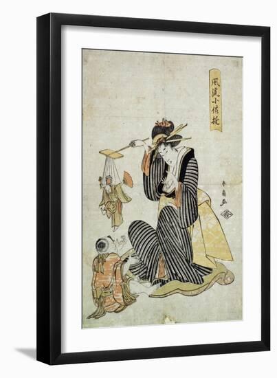 A Marionette Play' (From the Series 'Children's Amusement), C1806-C1823-Katsukawa Shunsen-Framed Giclee Print