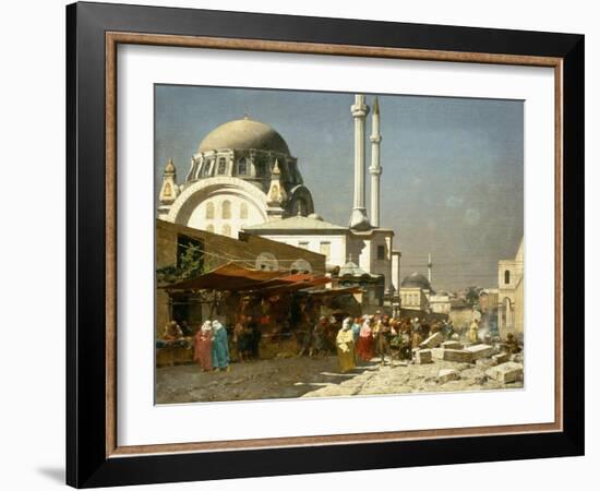 A Market Bazaar in Constantinople-Alberto Pasini-Framed Giclee Print