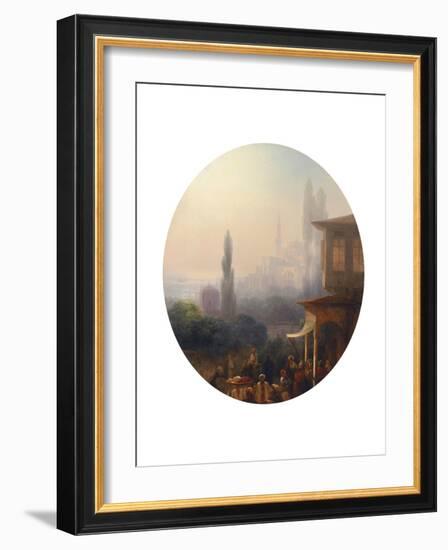 A Market Scene in Constantinople, with the Hagia Sophia Beyond, 1860-Ivan Konstantinovich Aivazovsky-Framed Giclee Print