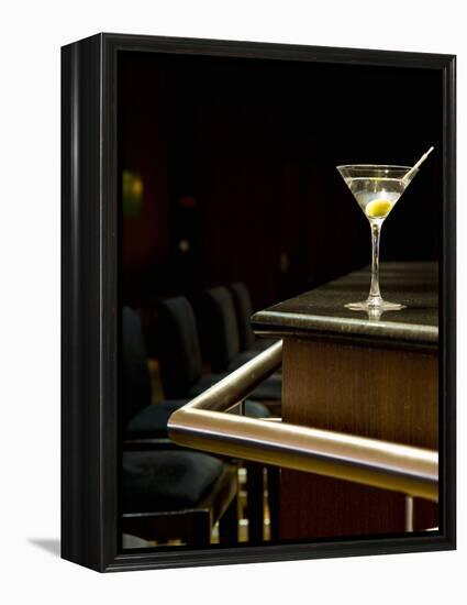 A Martini with an Olive on a Bar-Alexandre Oliveira-Framed Premier Image Canvas
