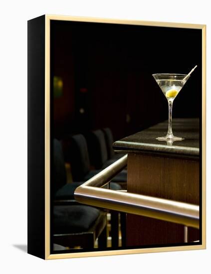 A Martini with an Olive on a Bar-Alexandre Oliveira-Framed Premier Image Canvas